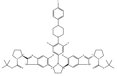  (2S,2'S)-[[(2R,5R)-1-[3,5-difluoro-4-(4-(4-fluorophenyl)-1-piperidinyl)phenyl]-2,5-pyrrolidinediyl]bis[6-fluoro-Chemicalbook2-(2S)-2-pyrrolidinyl1H-benzimidzole-2,5-diyl)]bis(1-pyrrolidinecarboxylicacid,1,1'-bis(1,1'-dimethylethyl)ester